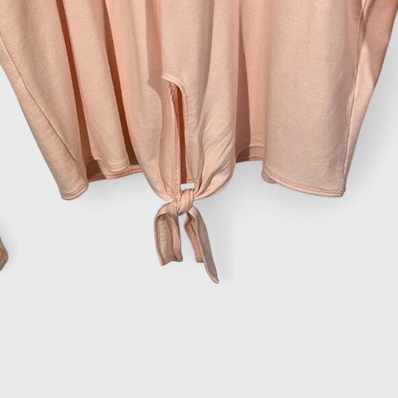 J.Crew Top Boho Coral Pink Jersey Knit Tie Front Dolman Sleeve Medium - Picture 6 of 10